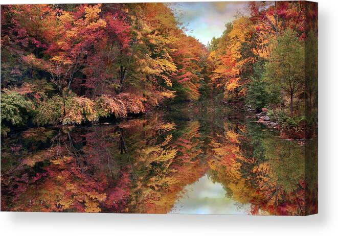 Autumn Canvas Print featuring the photograph Foliage Reflections by Jessica Jenney