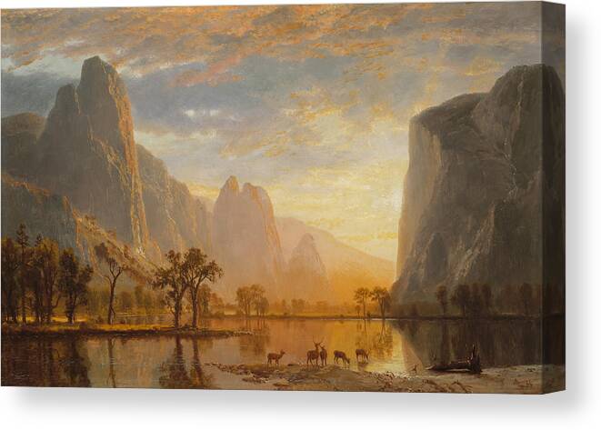 Yosemite Canvas Print featuring the painting Yosemite Valley by Albert Bierstadt by Mango Art