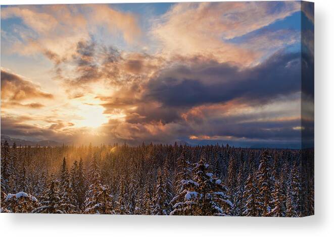 Alaska Canvas Print featuring the photograph Winter Sunset #4 by Michele Cornelius