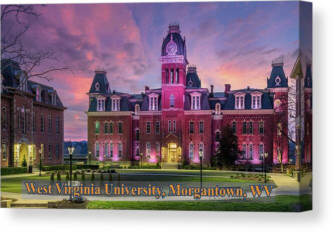Graduation Canvas Print featuring the photograph Woodburn Hall at West Virginia University in Morgantown WV #8 by Steven Heap