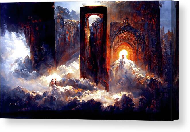 Heaven Canvas Print featuring the painting Ascending to the Gates of Heaven, 02 by AM FineArtPrints