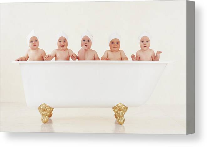 Bathrub Canvas Print featuring the photograph Bathtub Babies by Anne Geddes