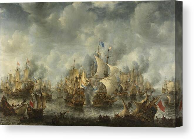 Pirates Canvas Print featuring the painting Battle Of Scheveningen by Jan Abrahamsz Beerstraaten