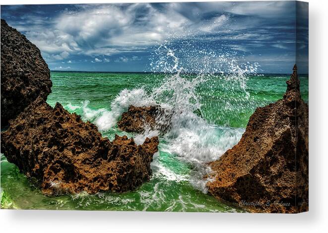 Rocks Canvas Print featuring the photograph Blue Meets Green by Christopher Holmes