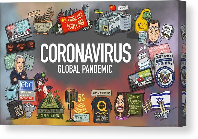 Covid-19 Canvas Print featuring the digital art Coronavirus I by Emerson Design