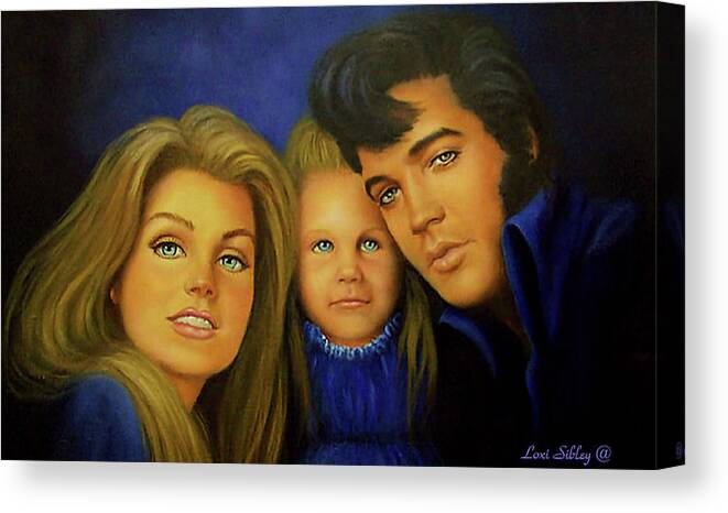 Elvis Canvas Print featuring the painting Elvis and Family by Loxi Sibley