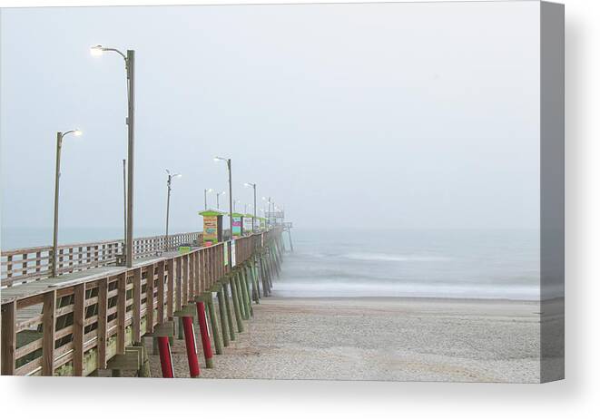 Fishing Canvas Print featuring the photograph Foggy Evening at Emerald Isle North Carolina by Bob Decker