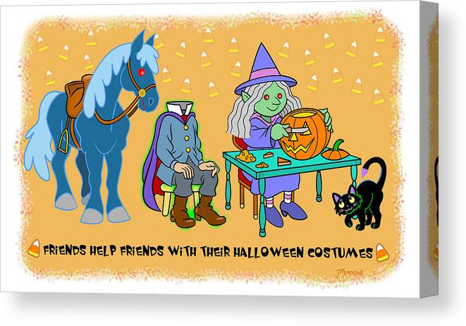 Halloween Canvas Print featuring the mixed media Halloween Friends by J L Meadows