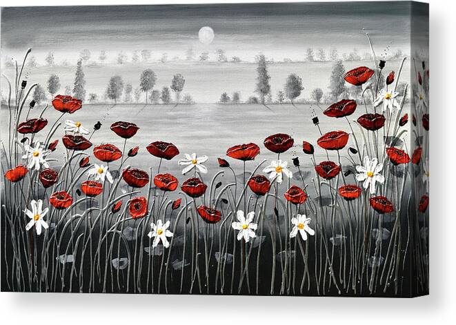 Red Poppies Canvas Print featuring the painting In the Distance by Amanda Dagg