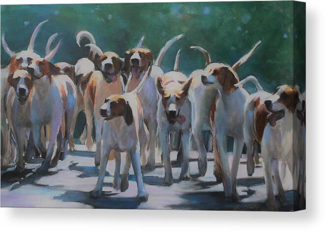 Hounds Canvas Print featuring the painting Mark, Set, GO by Susan Bradbury