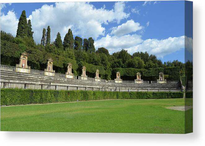 Boboli Gardens Canvas Print featuring the photograph Medici Boboli Gardens Amphitheater Florence Italy by Shawn O'Brien