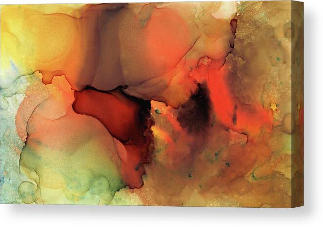 Abstract Canvas Print featuring the painting Orange Brown Abstract 59 by Lucie Dumas