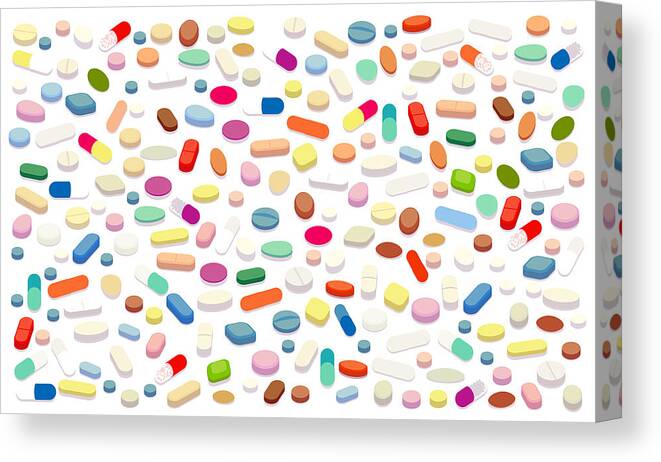 Cold And Flu Canvas Print featuring the drawing Pills vector illustration by Mathisworks