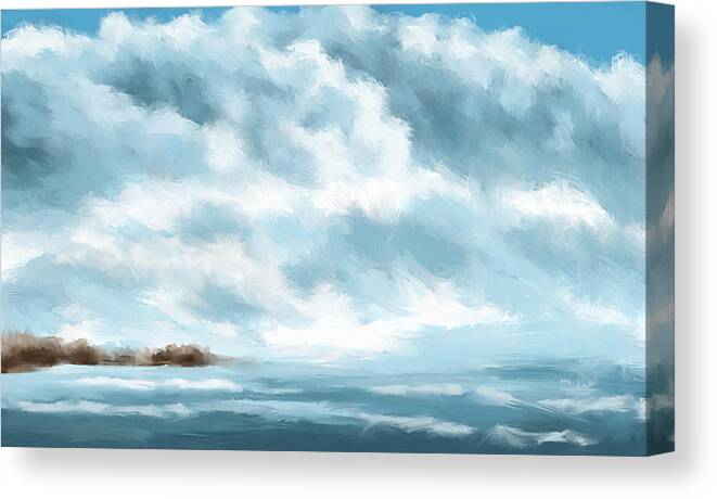 Seascape Canvas Print featuring the digital art Rolling In by Shawn Conn