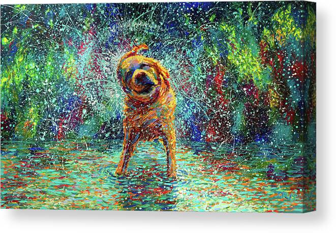 Labrador Canvas Print featuring the painting Shakin' Jake by Iris Scott