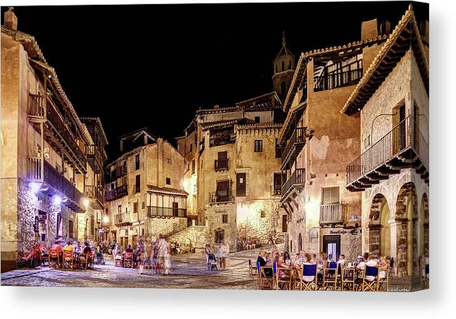 Albarracin Canvas Print featuring the photograph Summer Night in Albarracin Spain by Weston Westmoreland