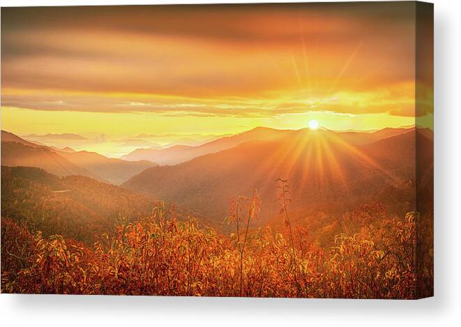 Maggie Valley Canvas Print featuring the photograph A Sunrise To Remember by Jordan Hill