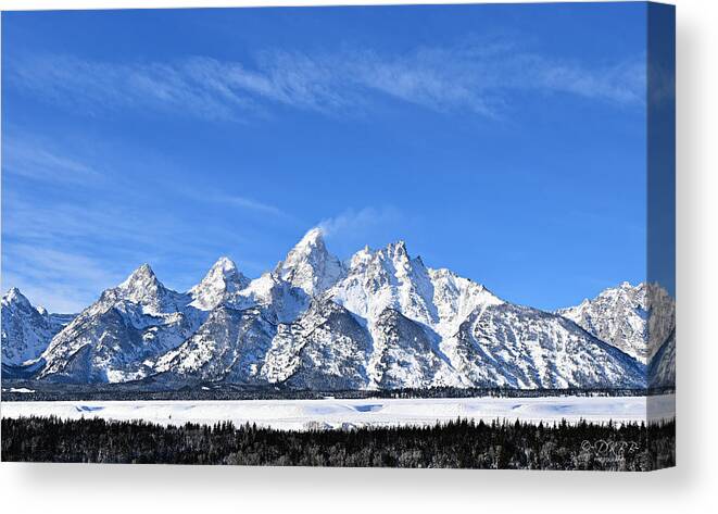 Tetons Canvas Print featuring the photograph Tetons in Winter #4 by Dorrene BrownButterfield