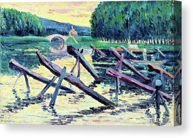 The Easels On The Cure Canvas Print featuring the painting The easels on the Cure - Digital Remastered Edition by Maximilien Luce
