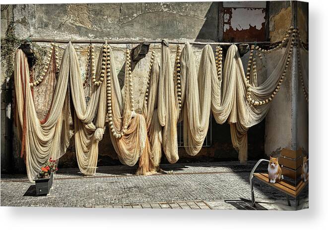 Yard Canvas Print featuring the photograph The yard with fishing nets by Micah Offman