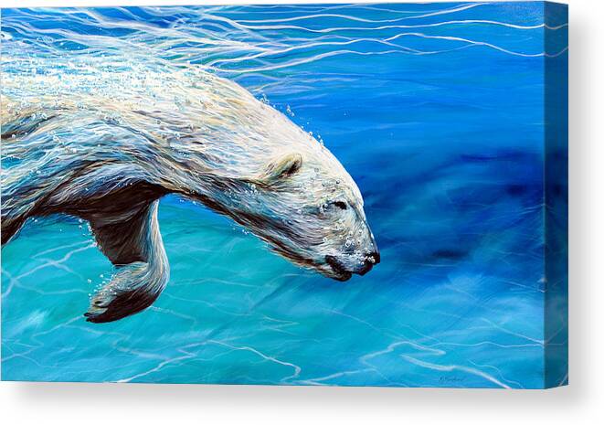 Bear Canvas Print featuring the painting Through The Looking Glass by R J Marchand