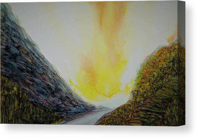 Bright Canvas Print featuring the painting Valley Commute by Angela Marinari