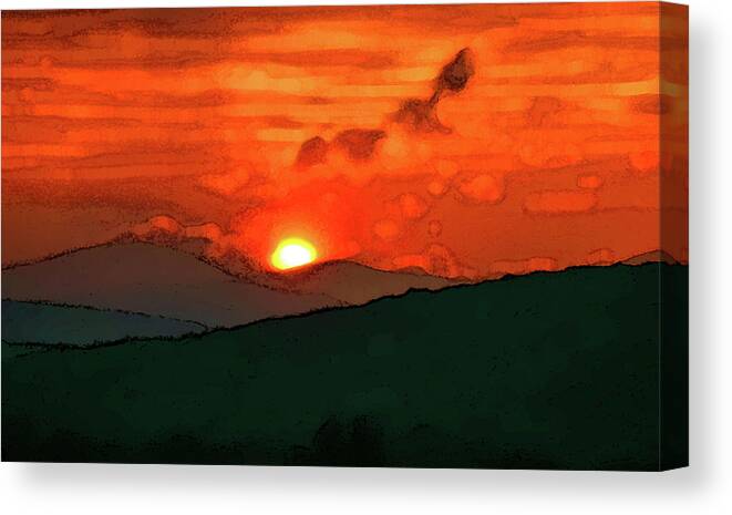 Blazing Orange Sky Canvas Print featuring the photograph White Hot, painterly - by Julie Weber