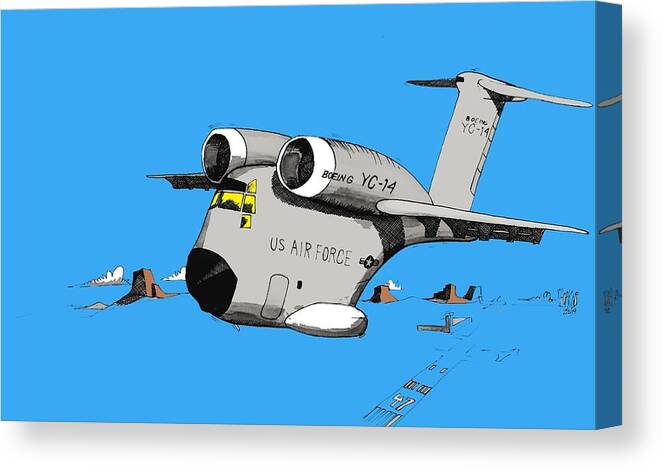 Boeing Canvas Print featuring the drawing Yc-14 by Michael Hopkins