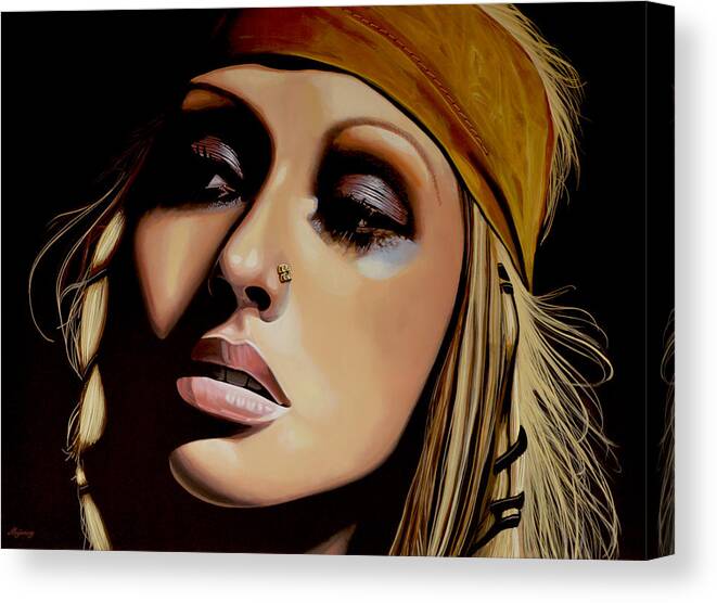 Christina Aguilera Canvas Print featuring the painting Christina Aguilera Painting by Paul Meijering