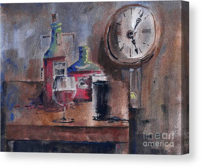 Val Byrne Canvas Print featuring the mixed media 5 Past 5 #2 by Val Byrne