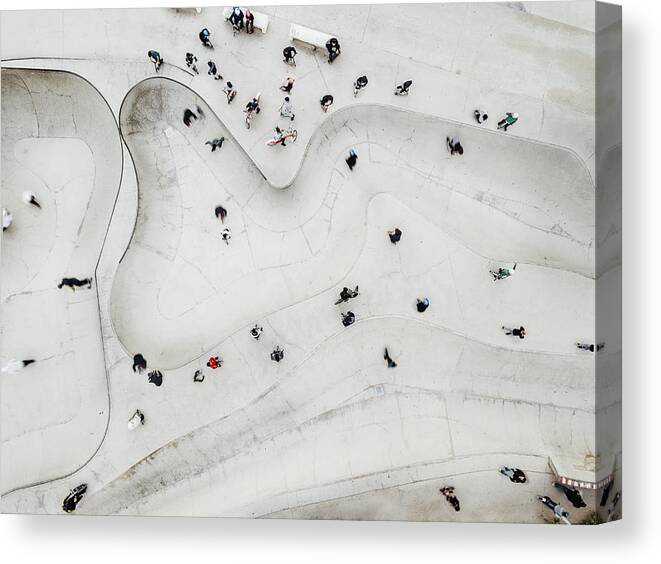 Recreational Pursuit Canvas Print featuring the photograph Aerial view of skatepark #1 by Orbon Alija