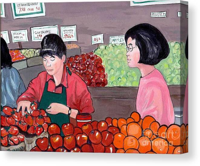 Market Canvas Print featuring the painting At the Market #1 by Joyce Gebauer