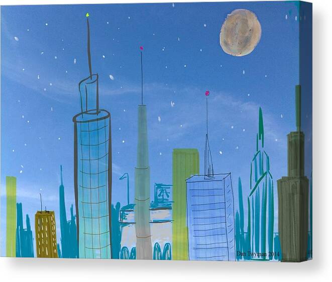Cityscape Canvas Print featuring the digital art CityScape #1 by Dan Twyman