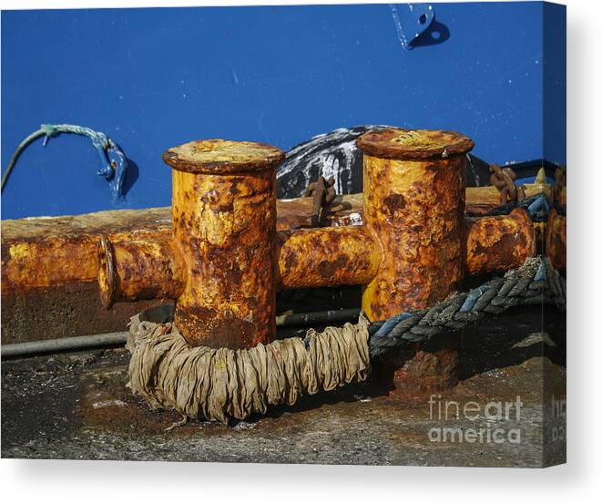 Blue Canvas Print featuring the photograph Colorful dock by Patricia Hofmeester