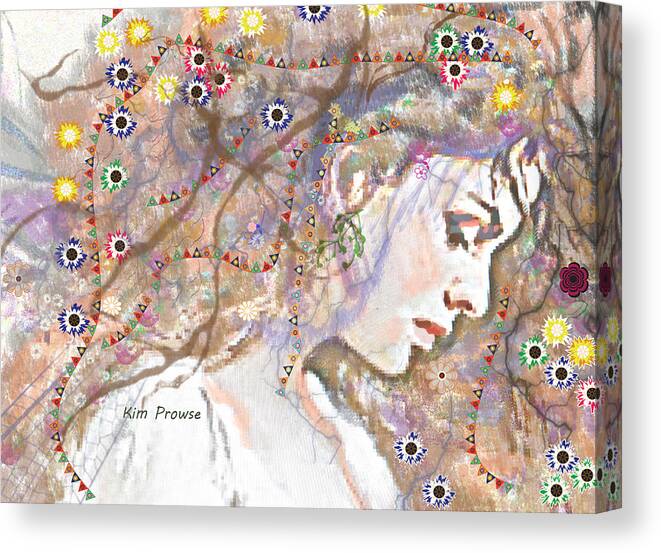 Portrait Canvas Print featuring the digital art Daisy Chain by Kim Prowse