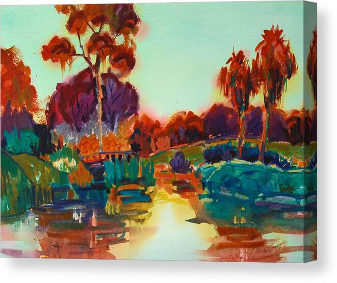 Recent Paintings Canvas Print featuring the painting Lakeside Glow #1 by Roger Parent