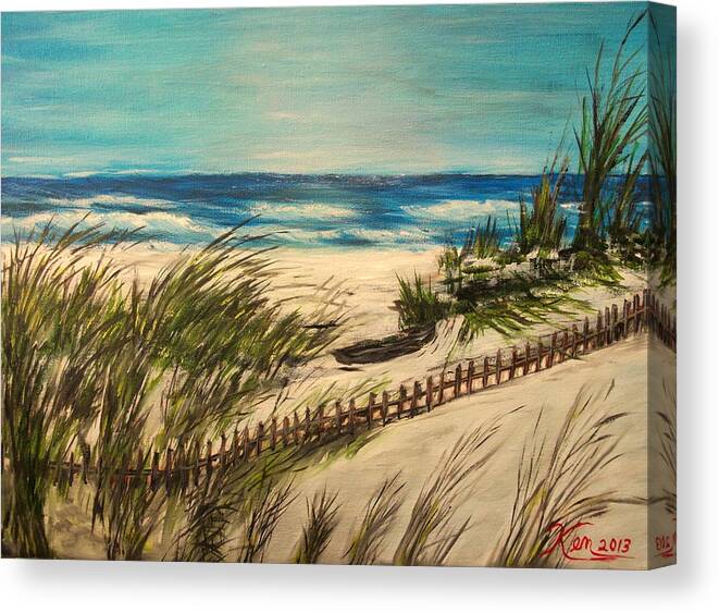 Seascape Canvas Print featuring the painting Ocean Beach by Kenneth LePoidevin