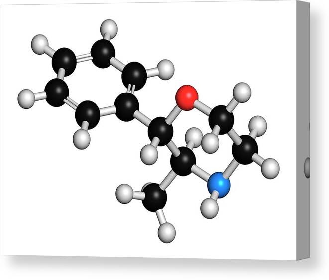 Phenmetrazine Canvas Print featuring the photograph Phenmetrazine Stimulant Drug Molecule #1 by Molekuul
