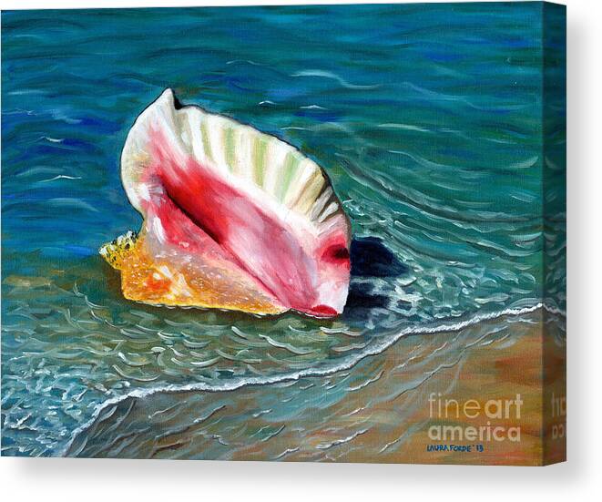 Seascape Canvas Print featuring the painting The Seashell by Laura Forde