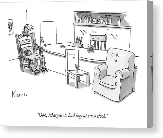 Chairs Canvas Print featuring the drawing Ooh Margaret by Zachary Kanin