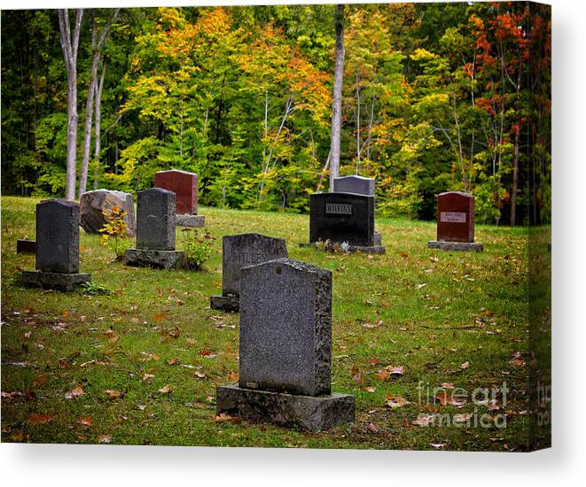 Cemetery Canvas Print featuring the photograph Country cemetery in the fall #2 by Les Palenik