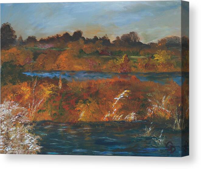 Gail Daley Canvas Print featuring the painting Mendota Slough by Gail Daley
