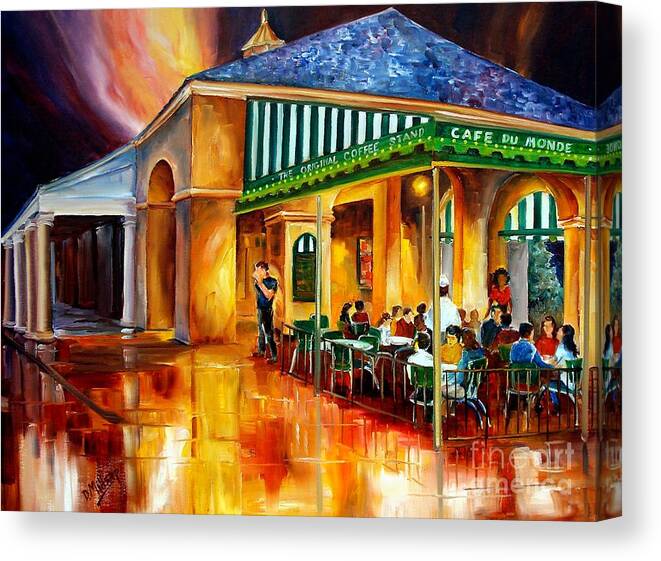 New Orleans Canvas Print featuring the painting Midnight at the Cafe Du Monde by Diane Millsap
