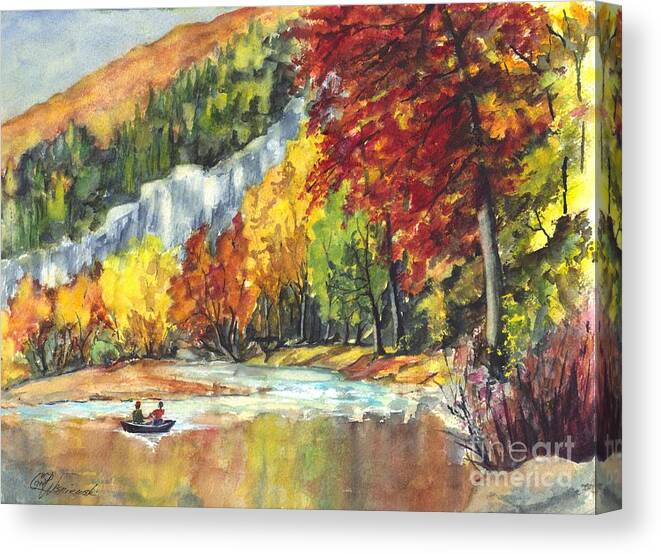 Watercolor Canvas Print featuring the painting Cruising Up the Delaware River by Carol Wisniewski
