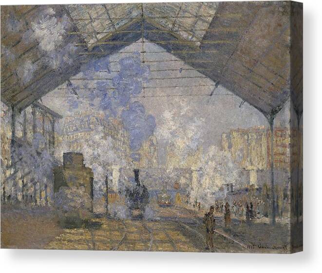 1877 Canvas Print featuring the painting The Saint-Lazare Station #2 by Claude Monet