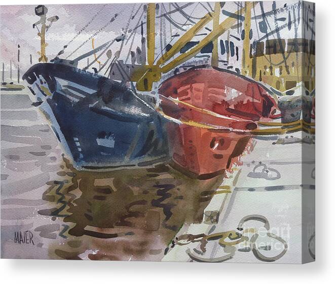 Commercial Canvas Print featuring the painting Wexford Fishing Boats #2 by Donald Maier