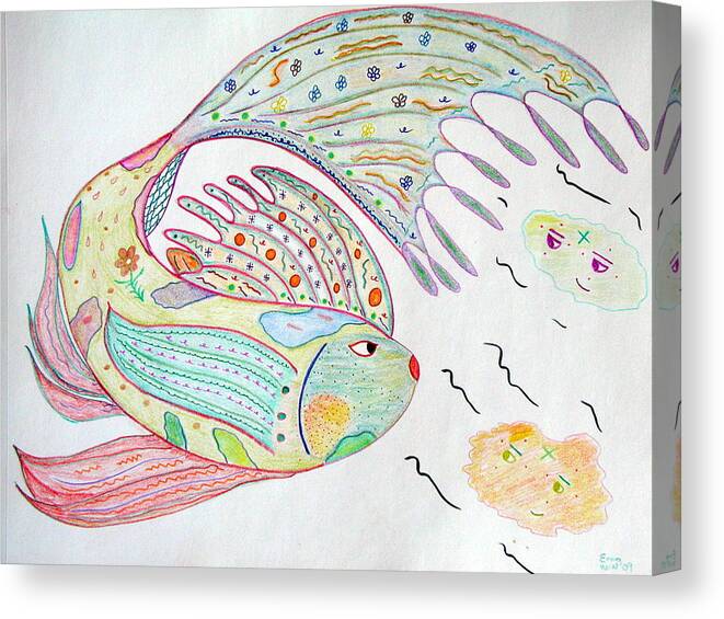 Plants Canvas Print featuring the drawing FishstiqueArt 2009 #3 by Elmer Baez