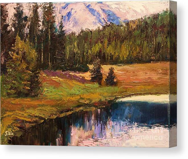 Sean Wu Canvas Print featuring the painting Pond by Sean Wu