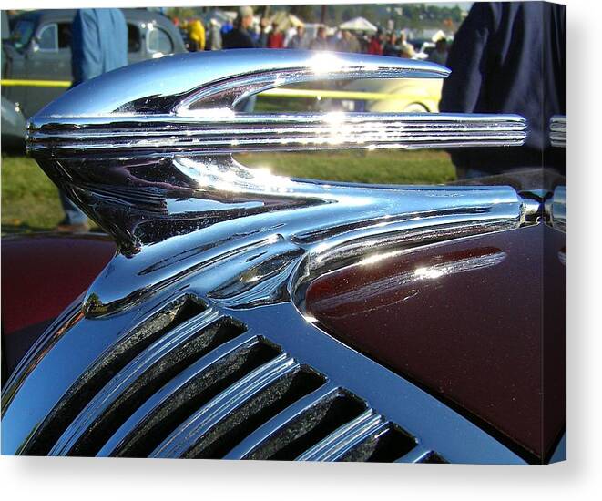 Antique Automobile Canvas Print featuring the photograph Hood Ornament #4 by Alan Johnson