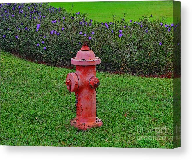 Fire Hydrant Canvas Print featuring the photograph 62- Puppy Garden by Joseph Keane